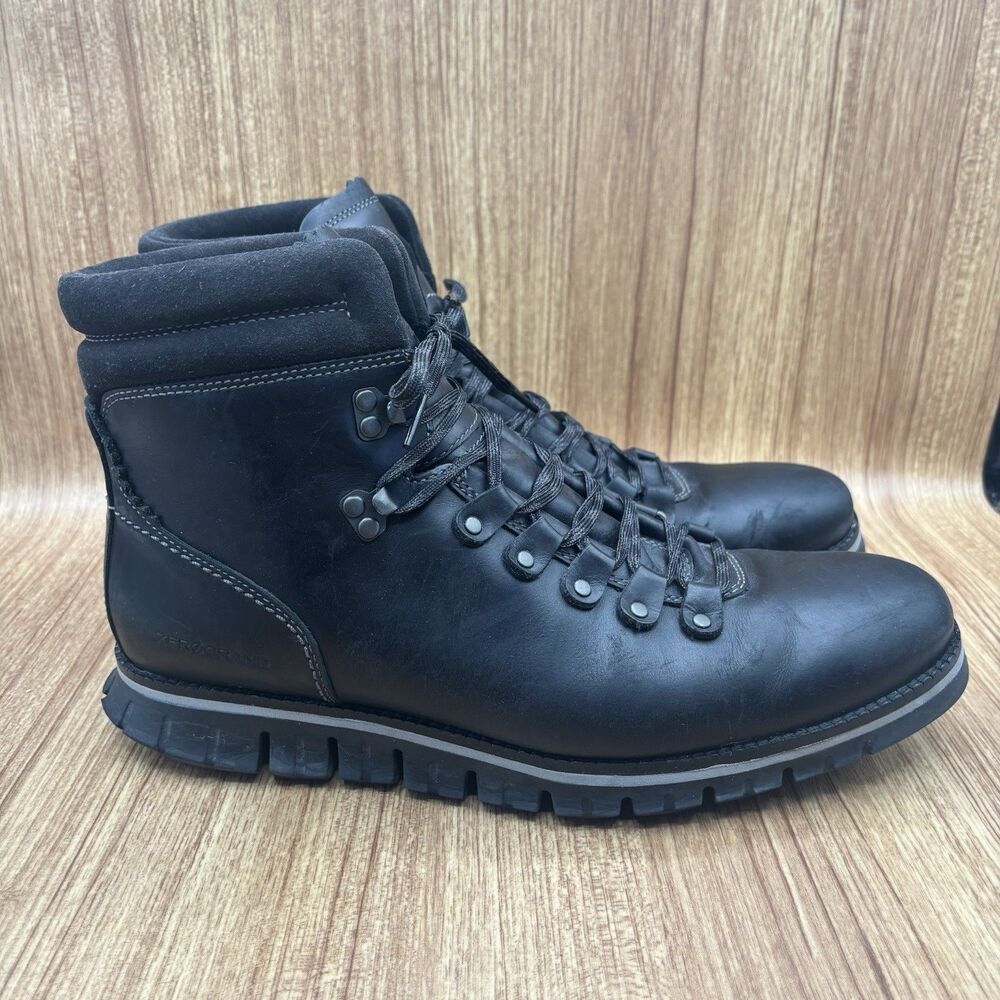 Cole‎ Haan Zerogrand Hiker Boots Mens 10M Black Leather Waterproof C30403